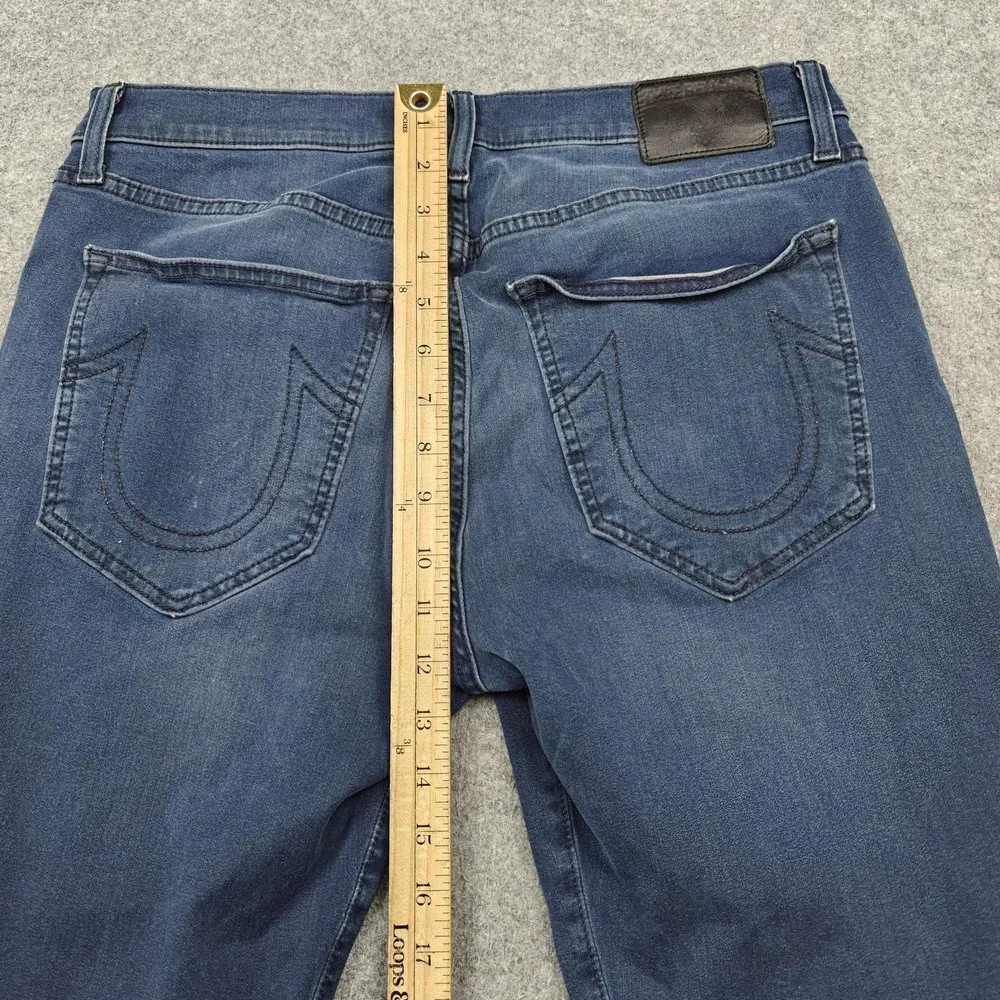 True Religion Rocco‎ Moto Jeans Mens 34x32 Blue Wash Slim Skinny Biker Denim